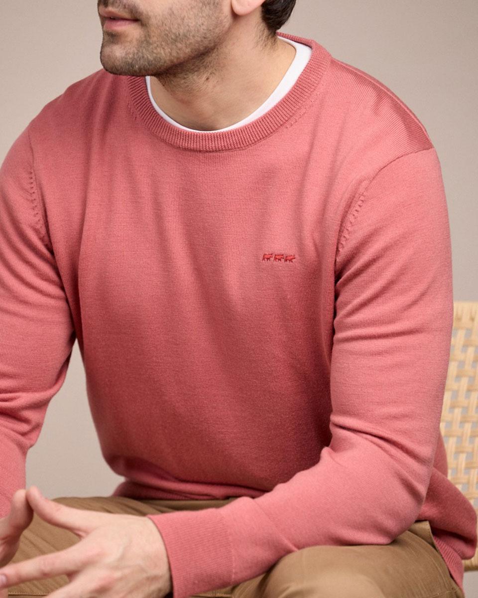 Pull col rond rose