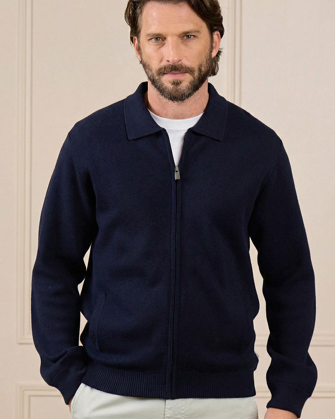 Cardigan zippé Gustave bleu