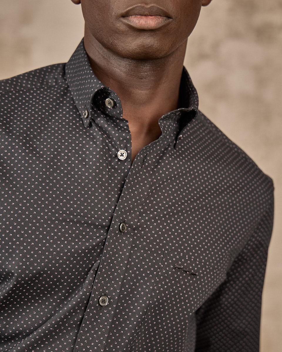 Chemise micro motifs noir