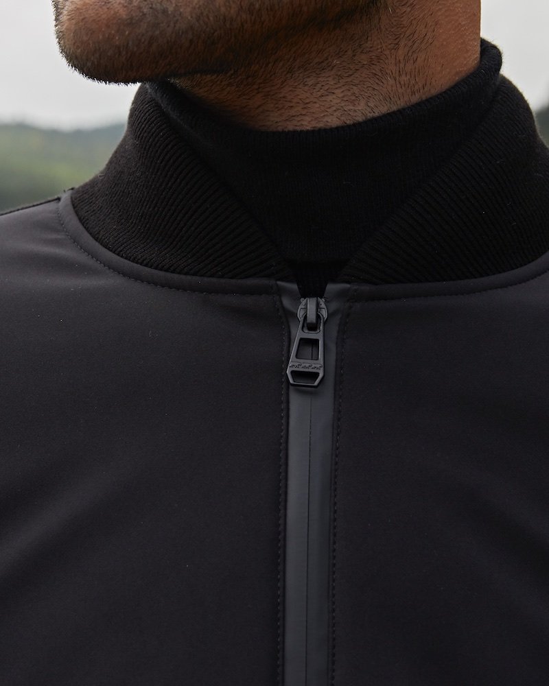 Cardigan manches longues col teddy bi-matière 100% Coton noir