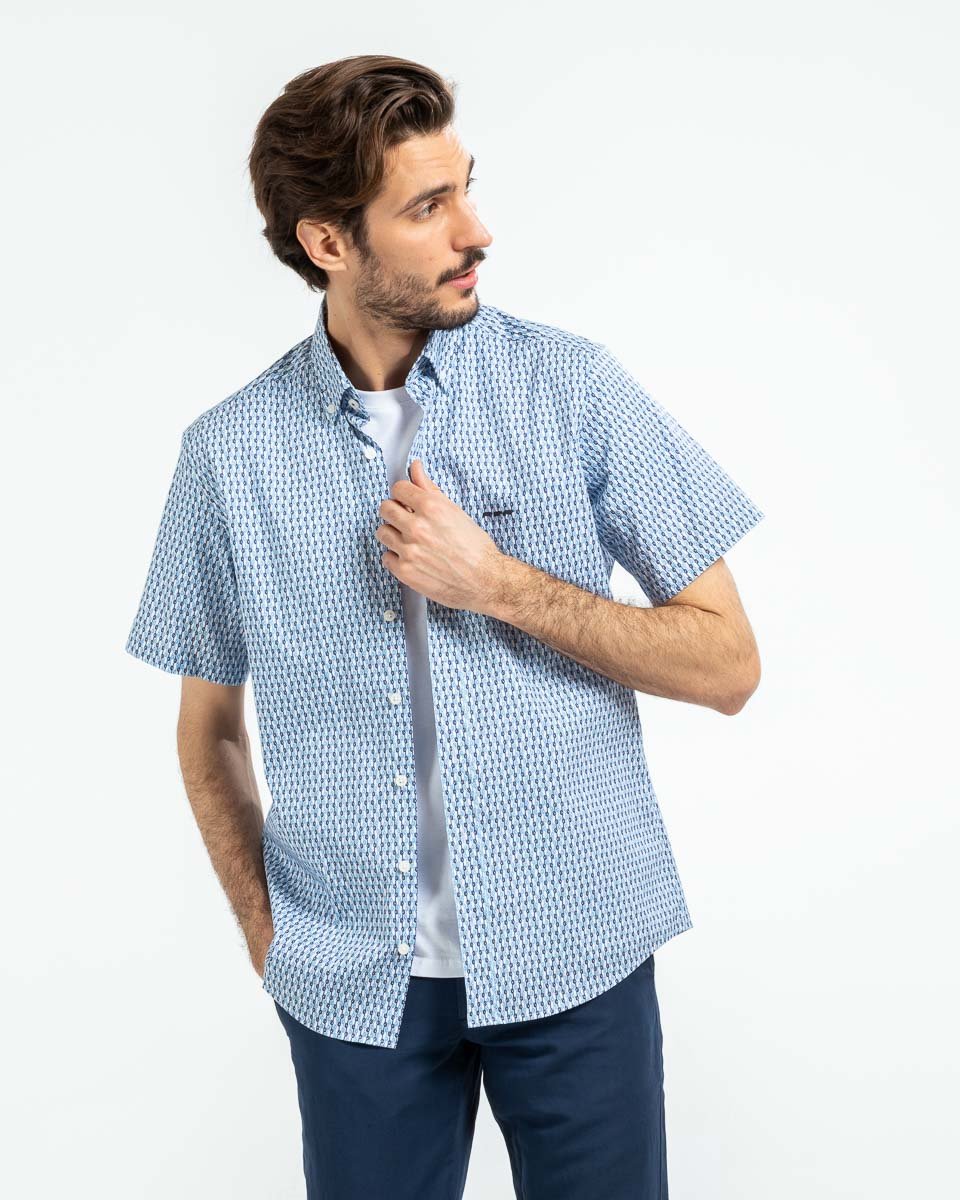 Chemise imprimée à manches courtes regular fit blanc