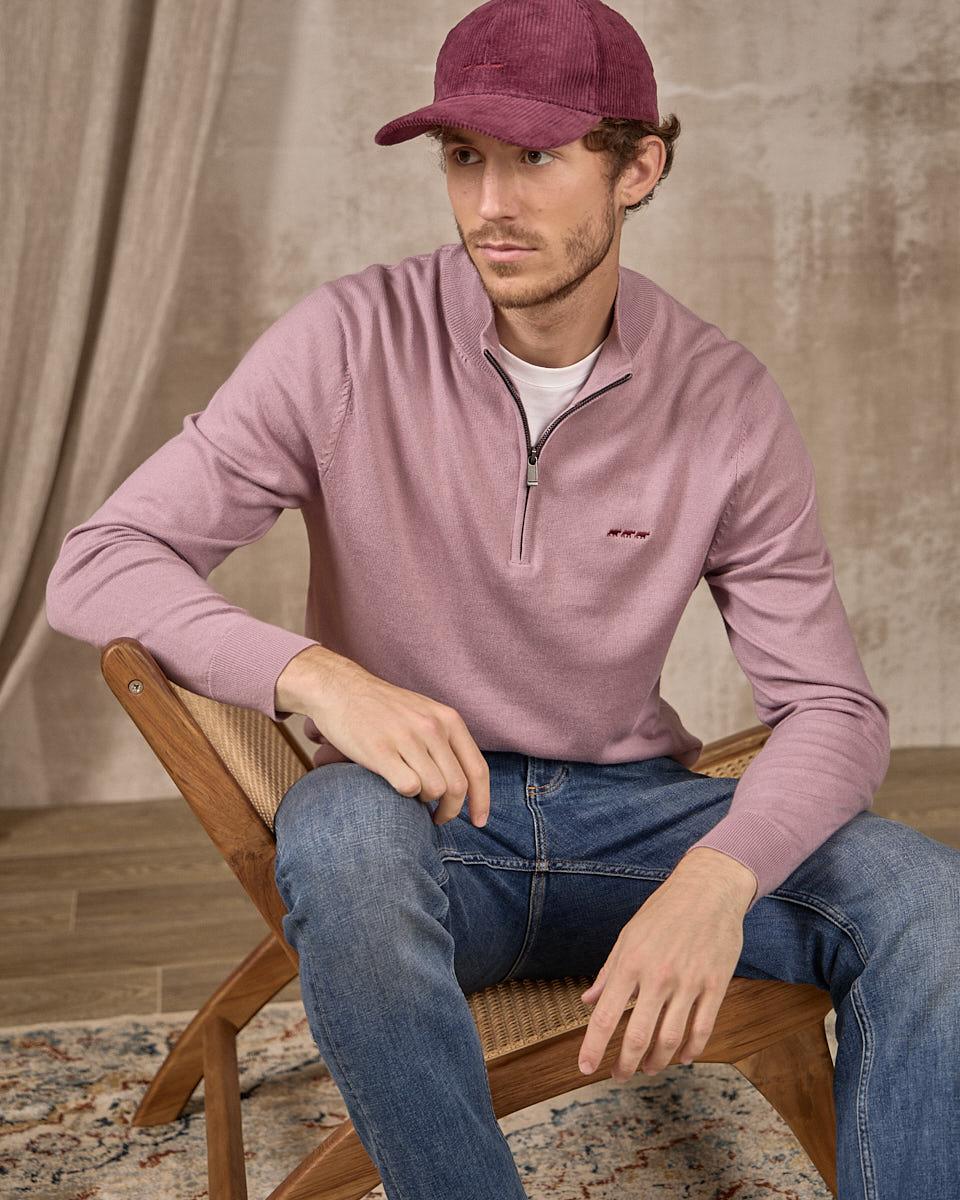 Pull col camionneur violet