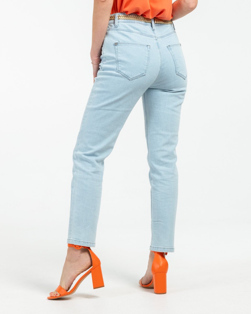 Jean denim slim 7/8 en coton bleu