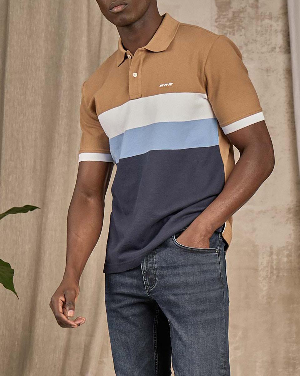 Polo à grosses rayures beige