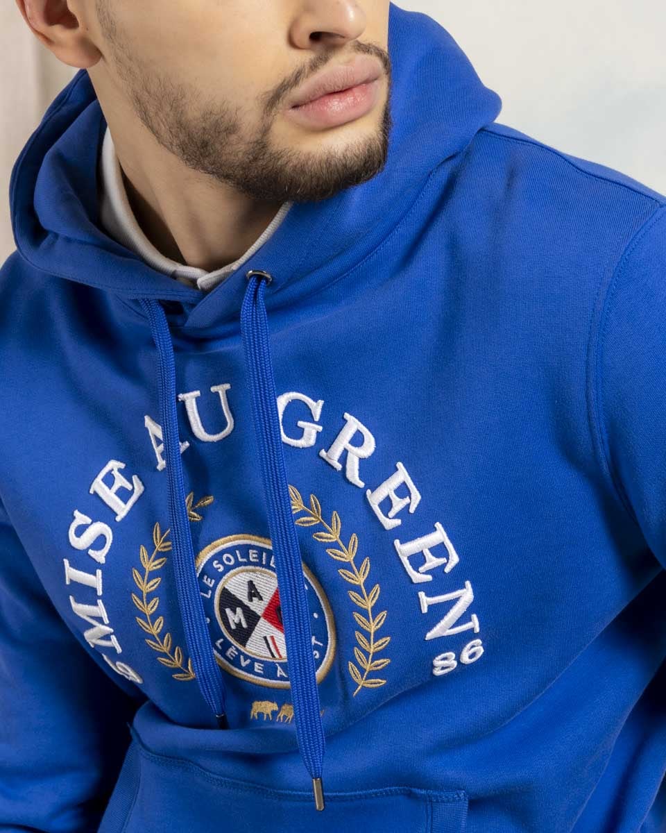 Sweat à capuche unisexe blason Le soleil se lève à l'Est