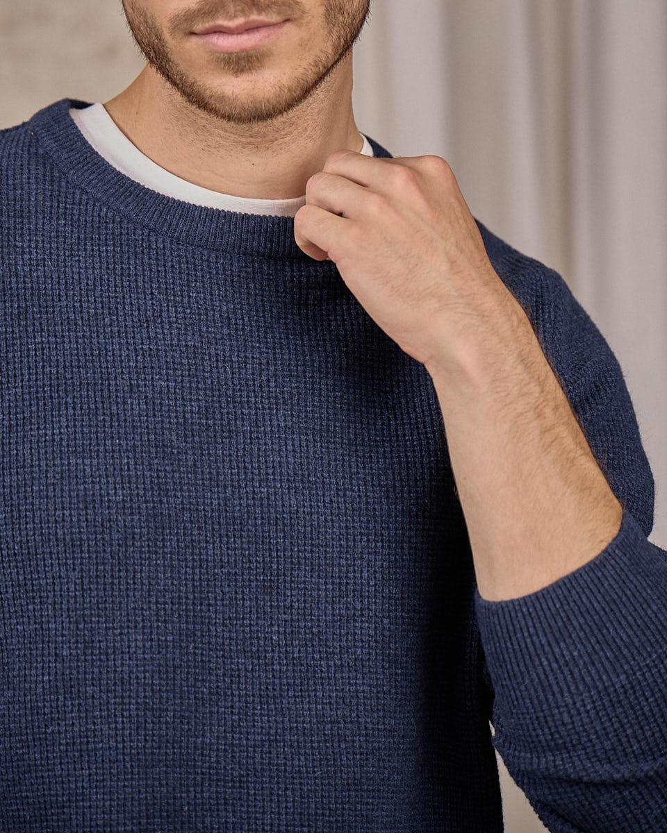 Pull point grain de riz bleu