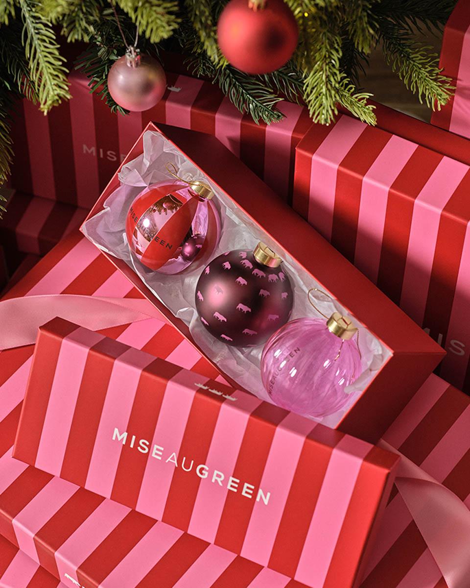 Set de boules de Noël rouge