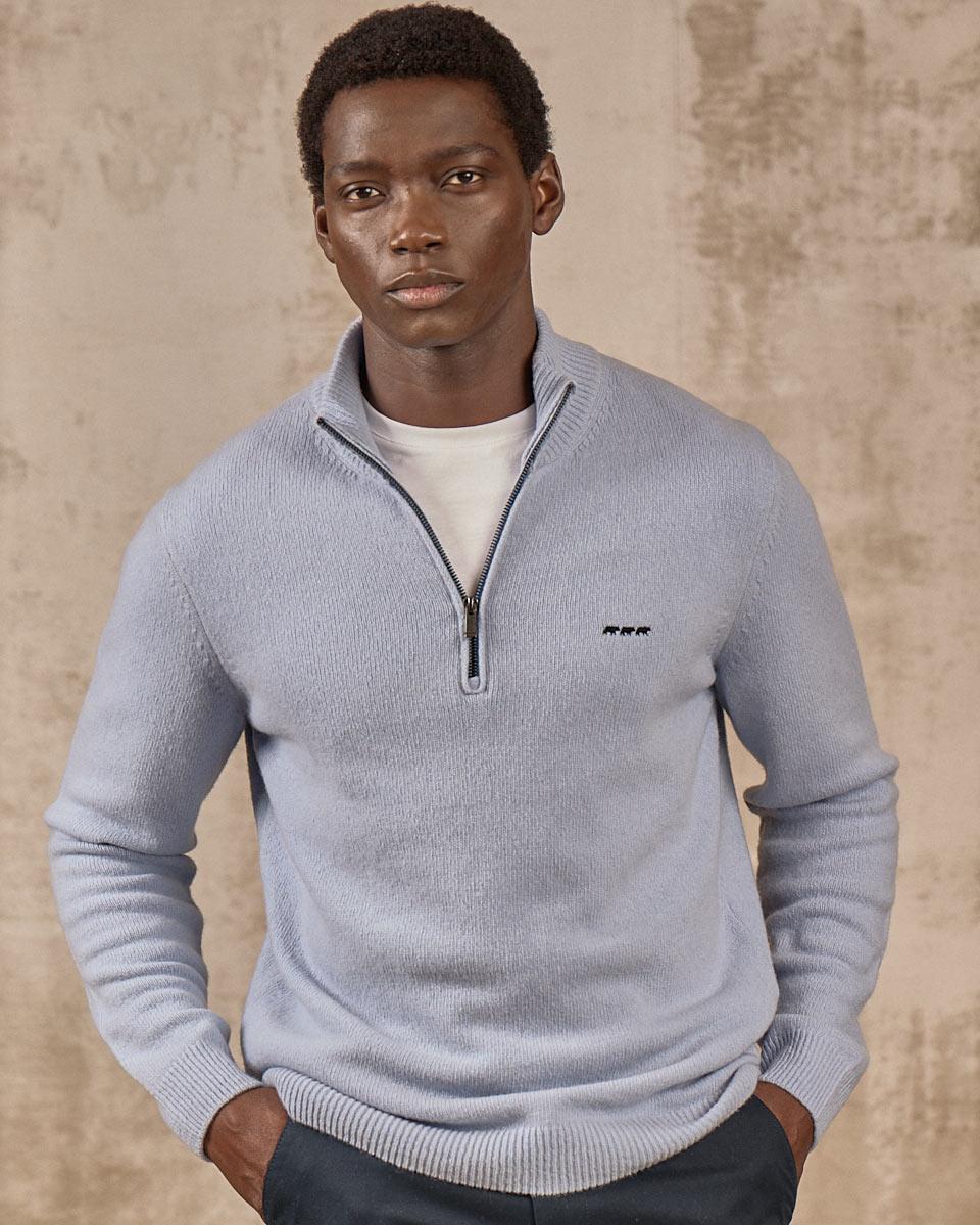 Pull col camionneur bleu