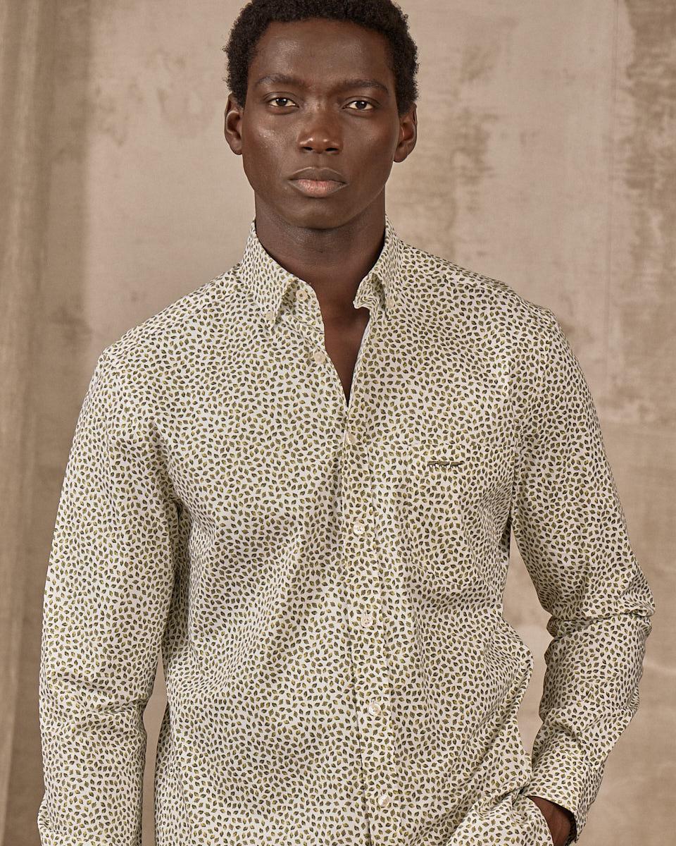 Chemise motifs feuillages vert