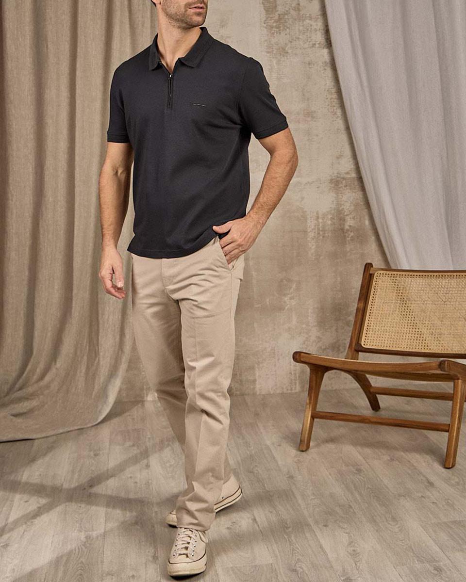 Polo col zippé noir