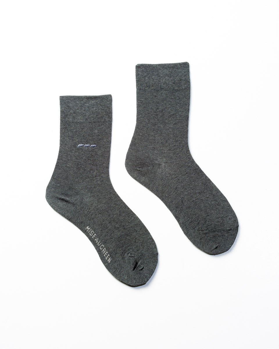 Chaussettes unies broderie 3 vaches gris