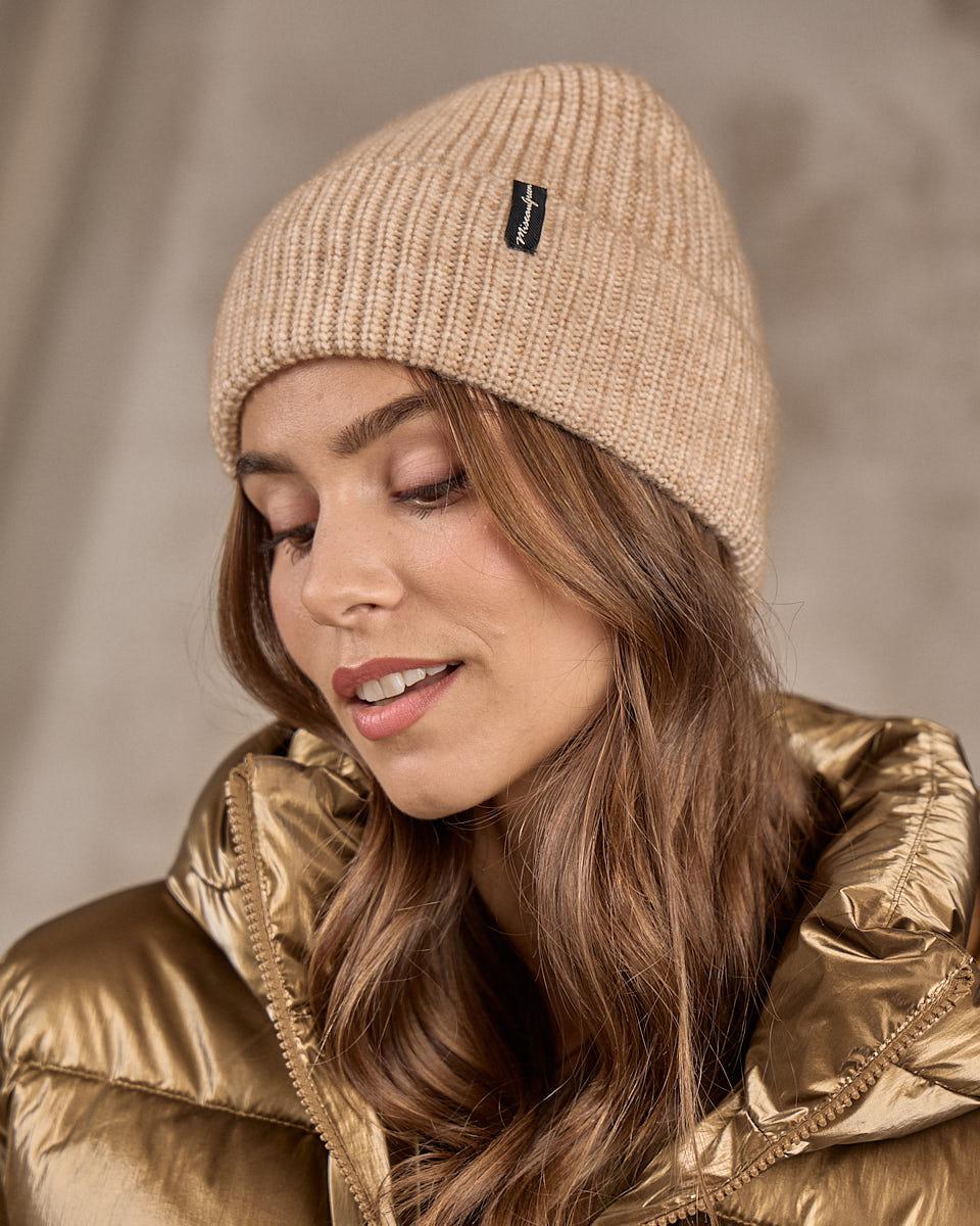 Bonnet maille beige