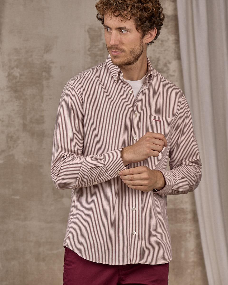 Chemise rayures verticales rouge