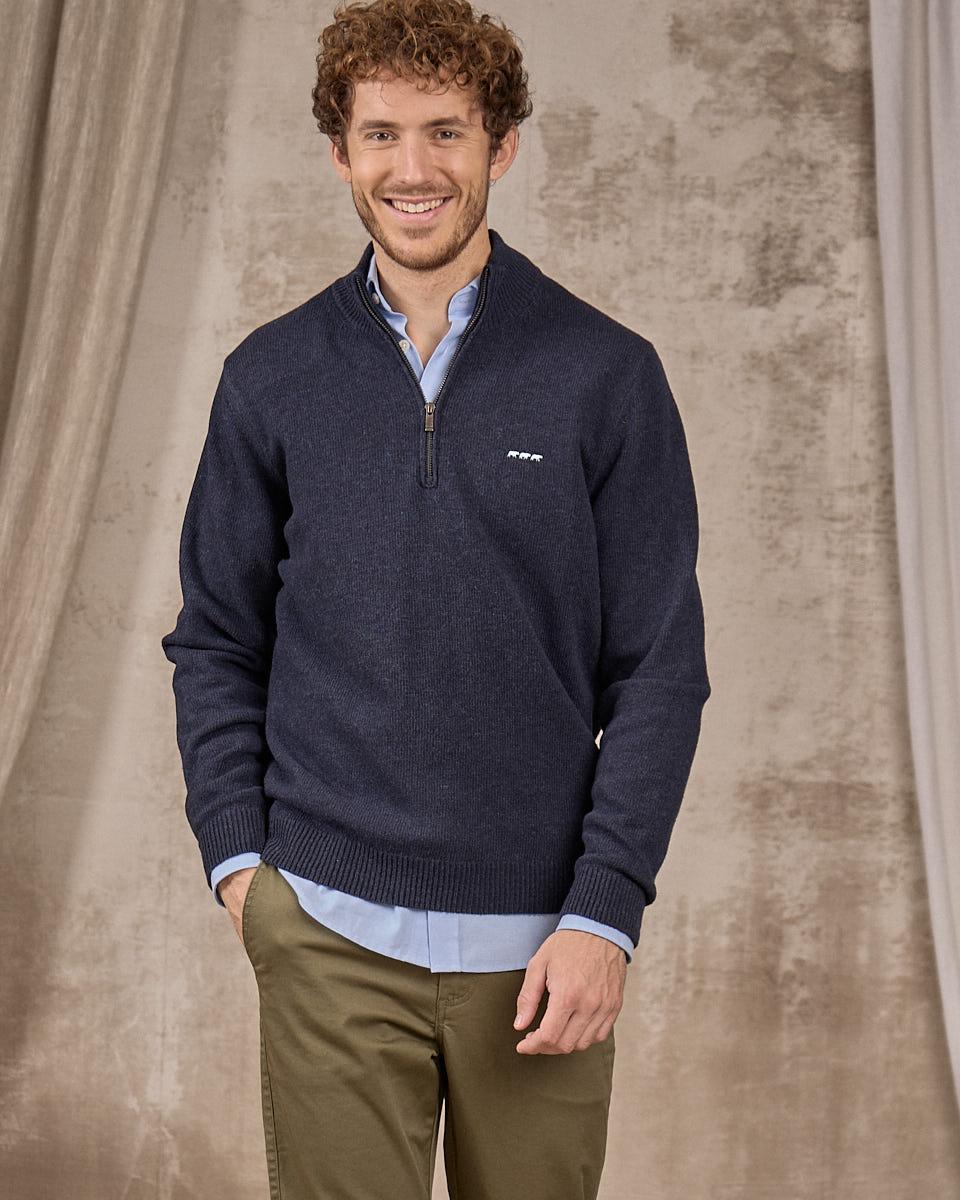 Pull col camionneur bleu