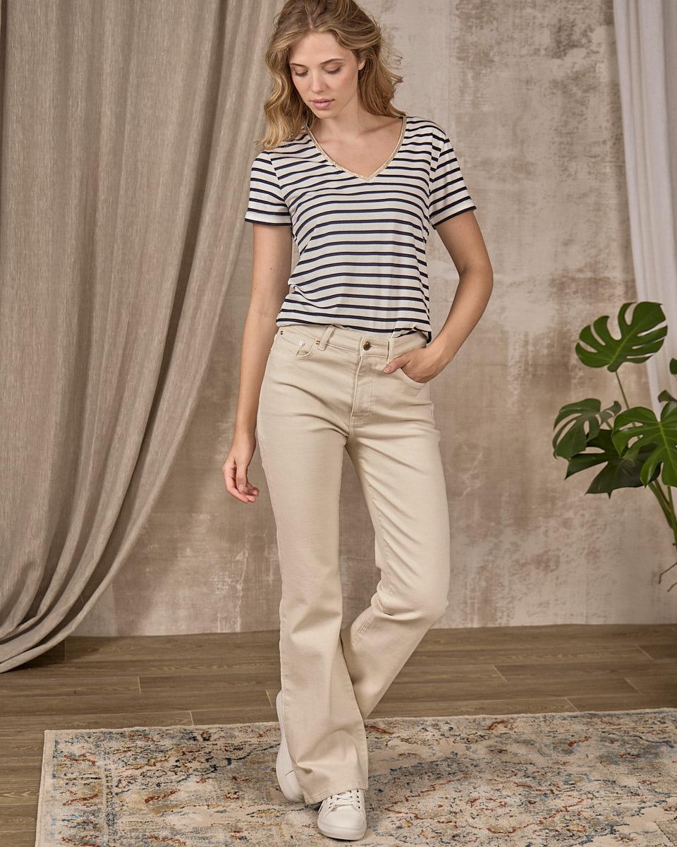 T-shirt col V blanc