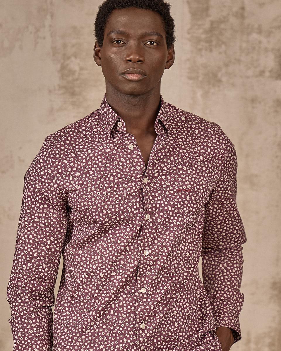 Chemise fleurie rouge