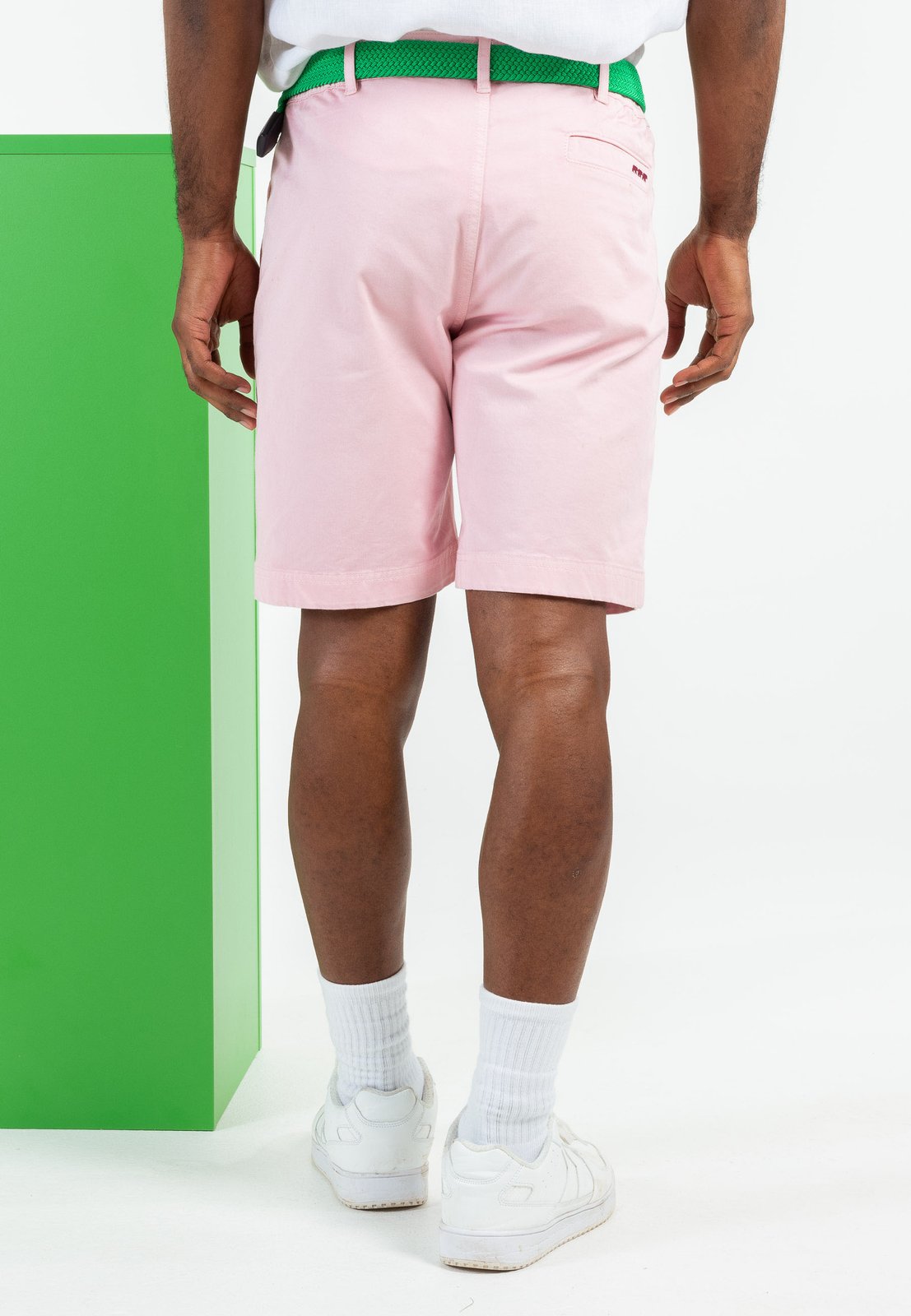 Bermuda chino uni taille élastique en coton rose