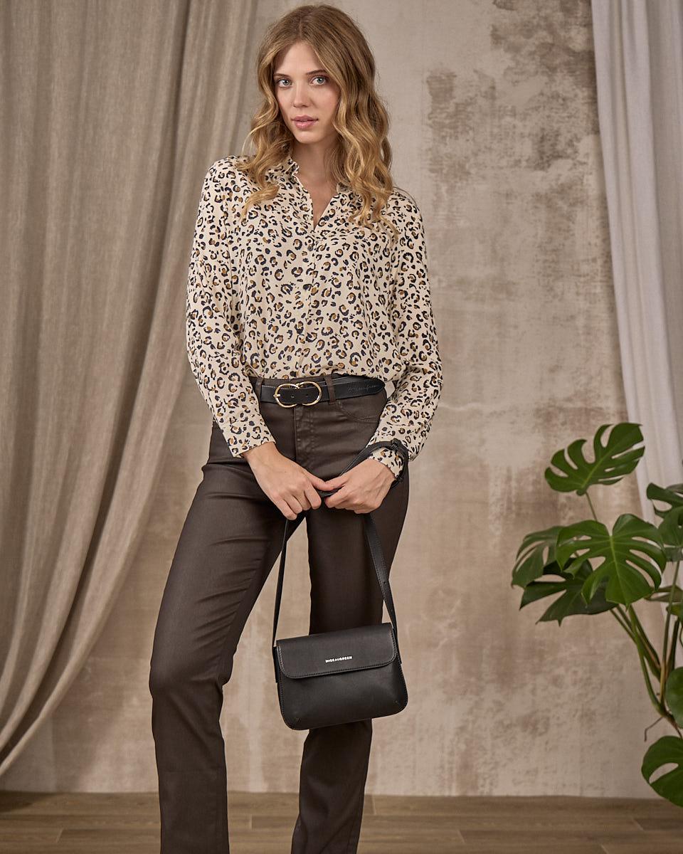 Pantalon enduit beige