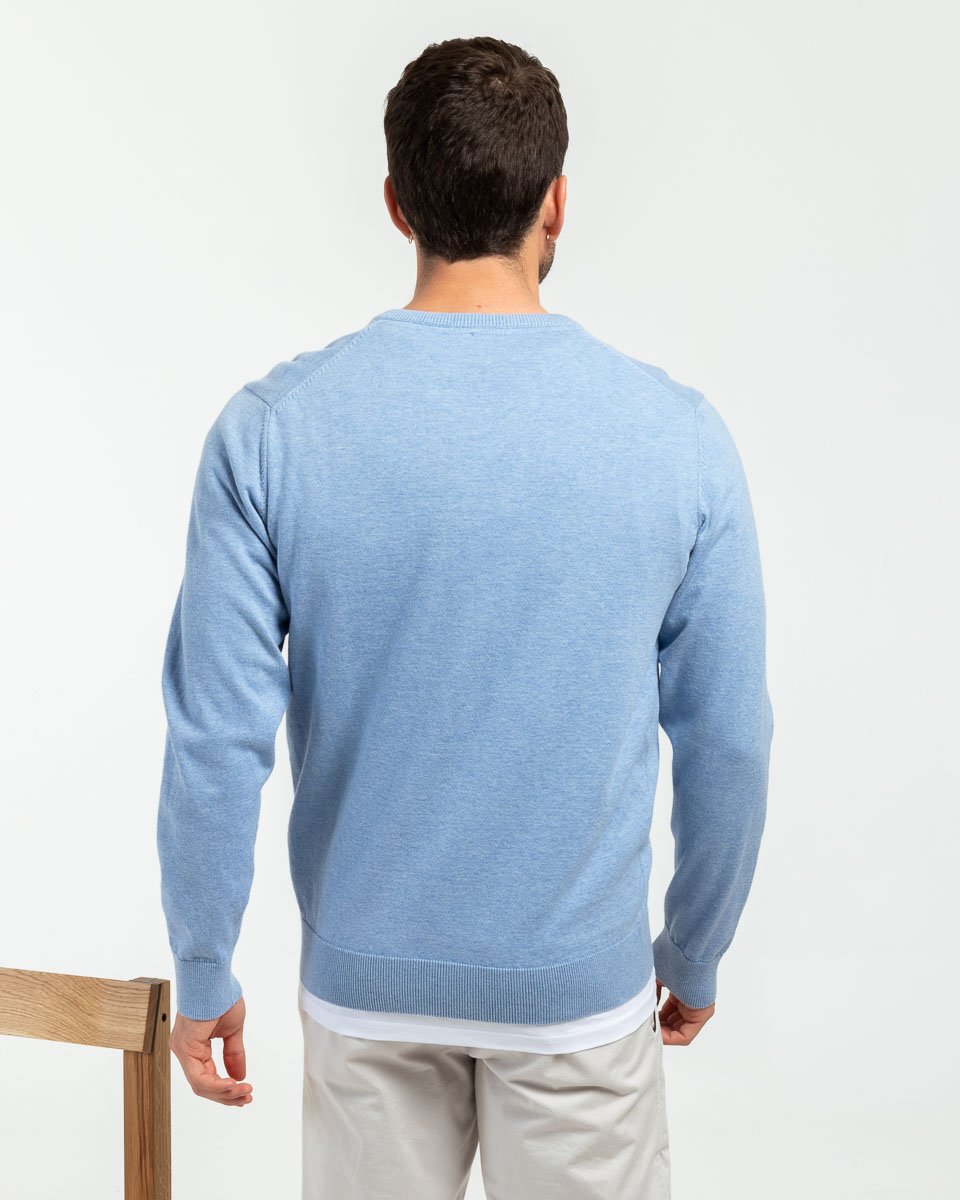 Pull Charlie col V coton Standard 100 by OEKO-TEX® bleu