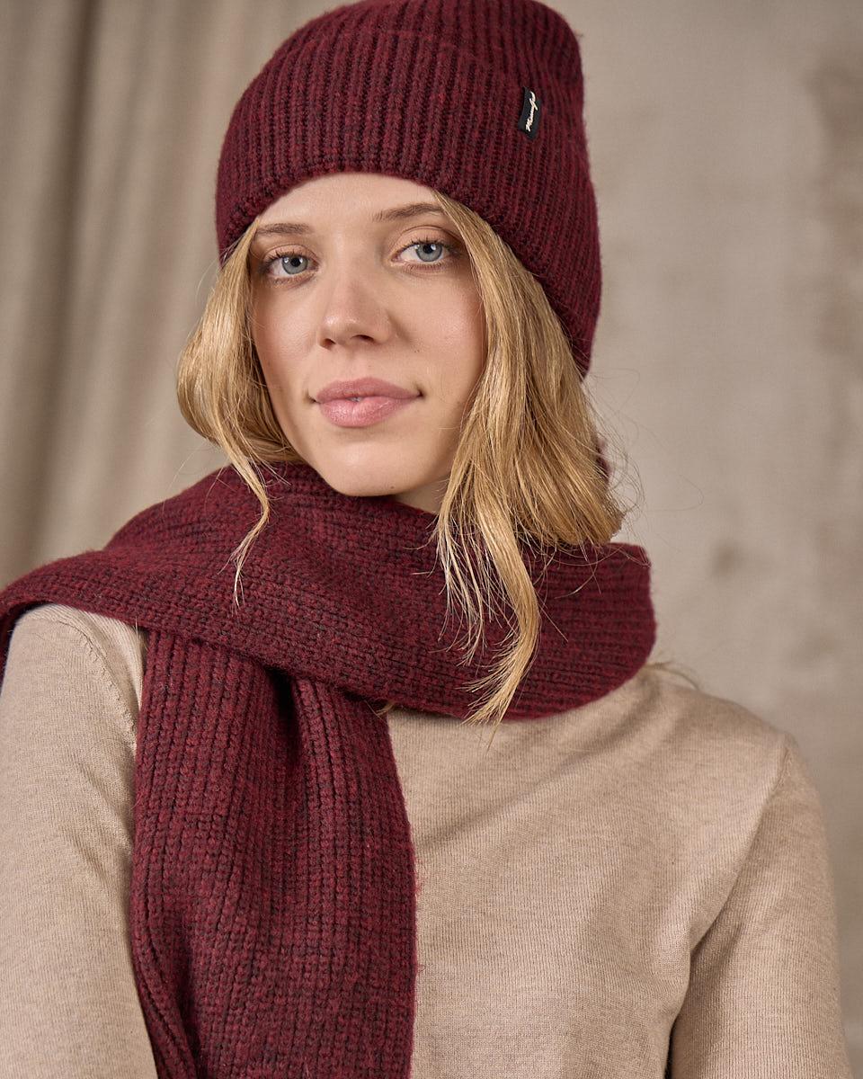 Bonnet maille rouge