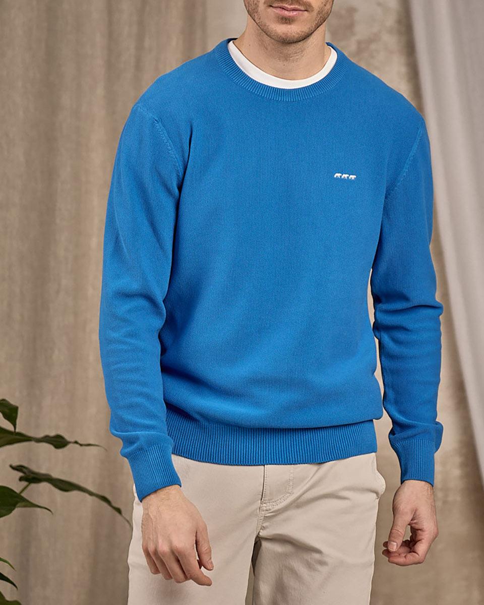 Pull nid d'abeille bleu