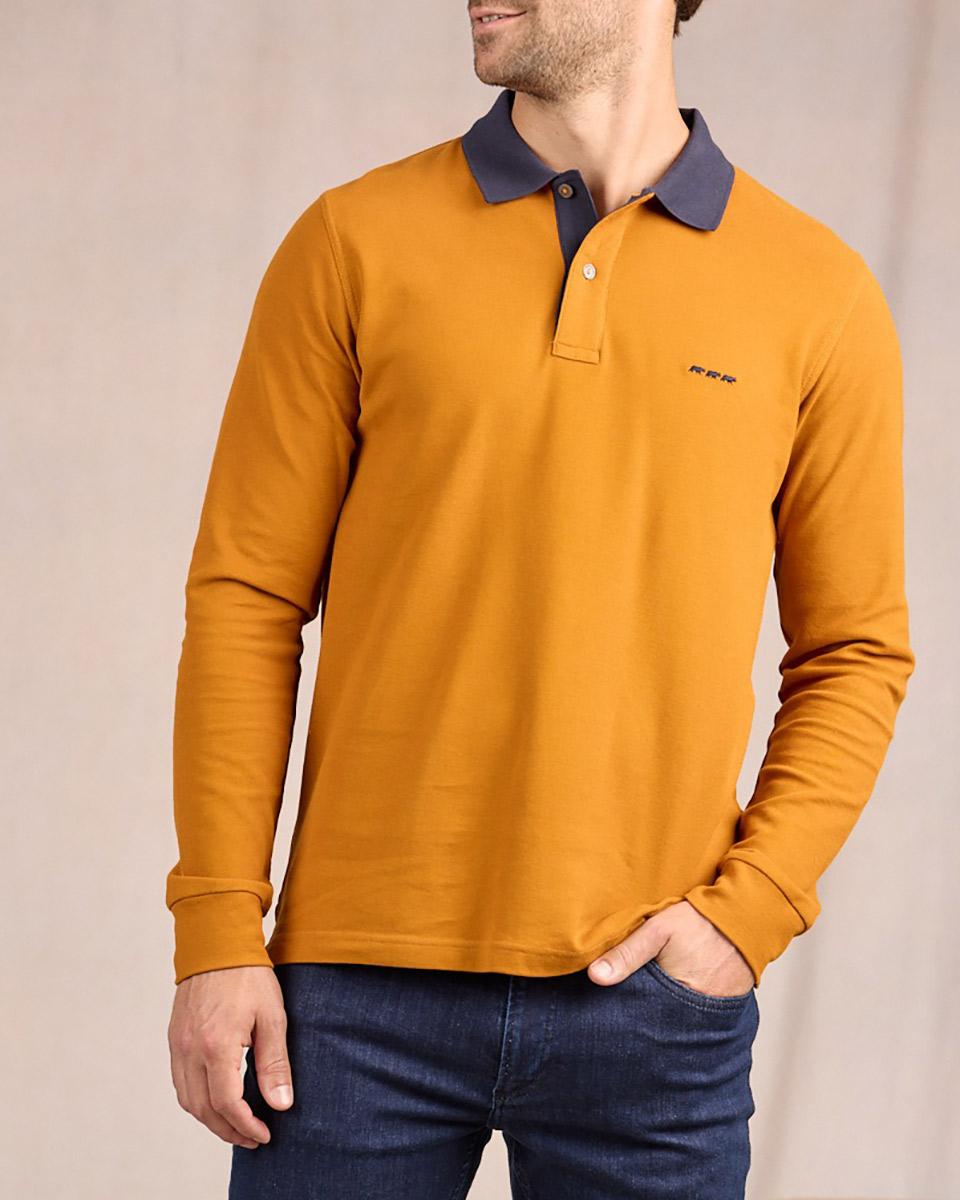 Polo au col contrastant orange