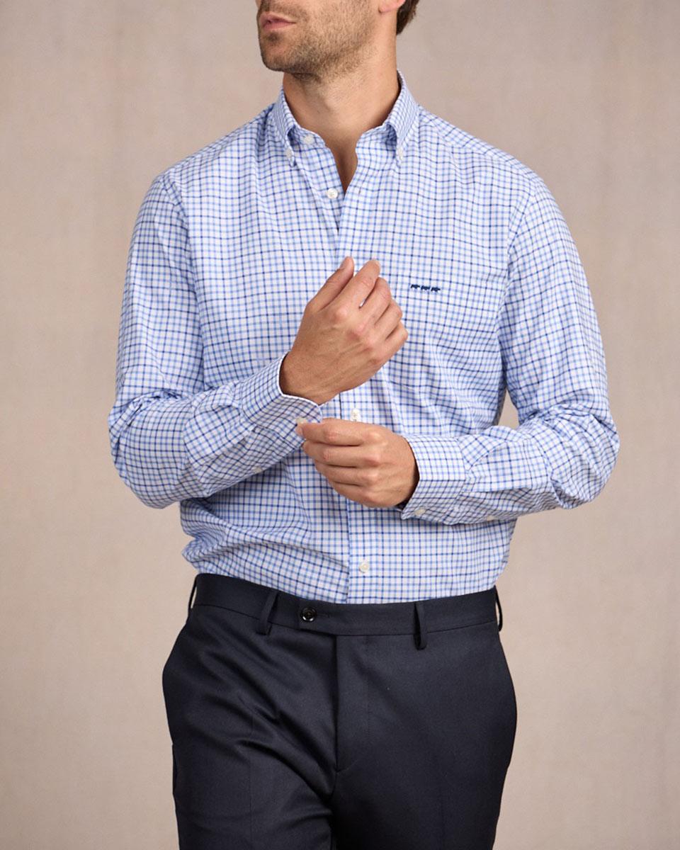 Chemise à carreaux bleu