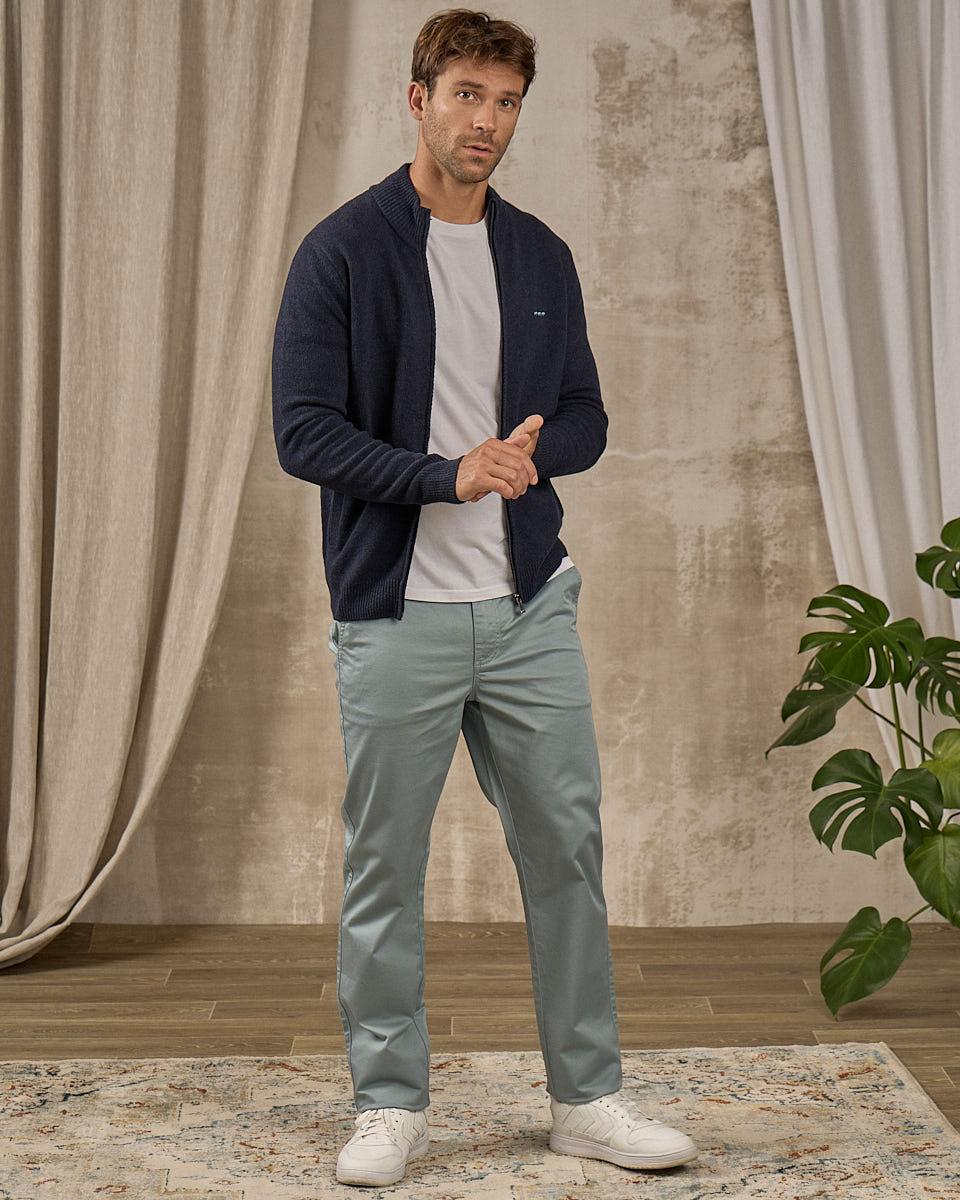 Cardigan à col camionneur bleu