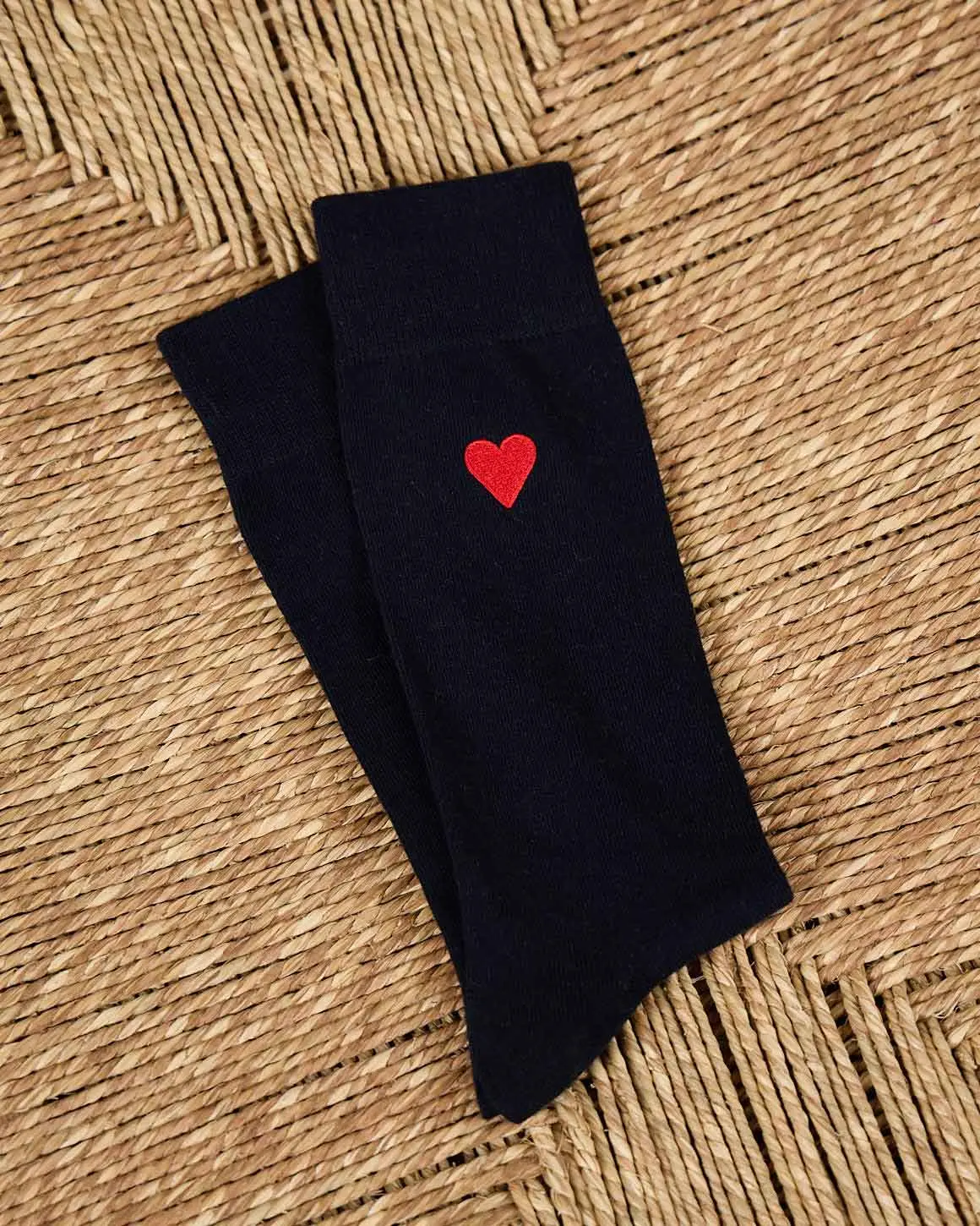 Chaussettes broderie cœur bleu