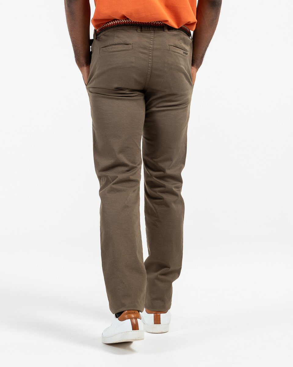 Pantalon chino Lucas uni taille élastique en coton vert