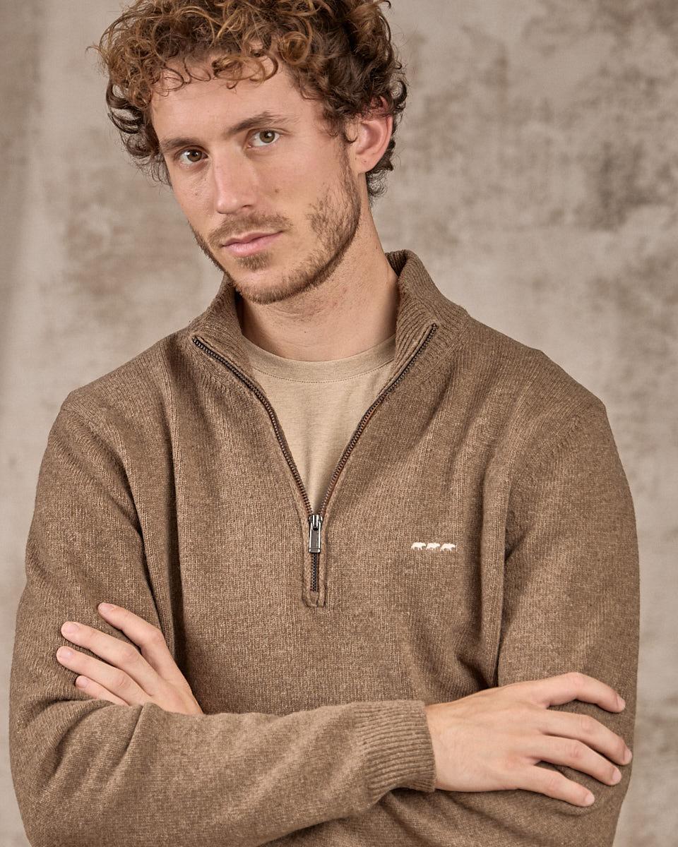 Pull col camionneur beige