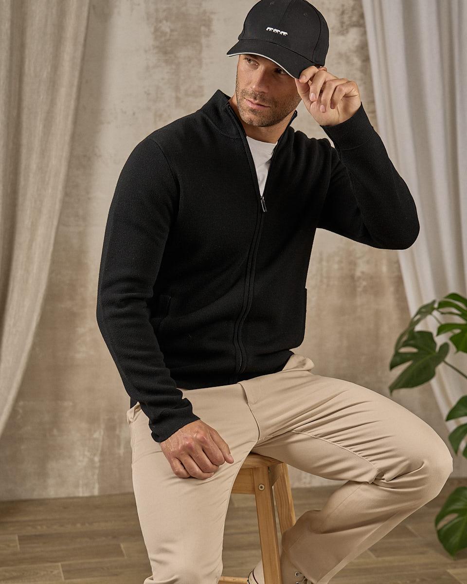Cardigan zippé col montant noir