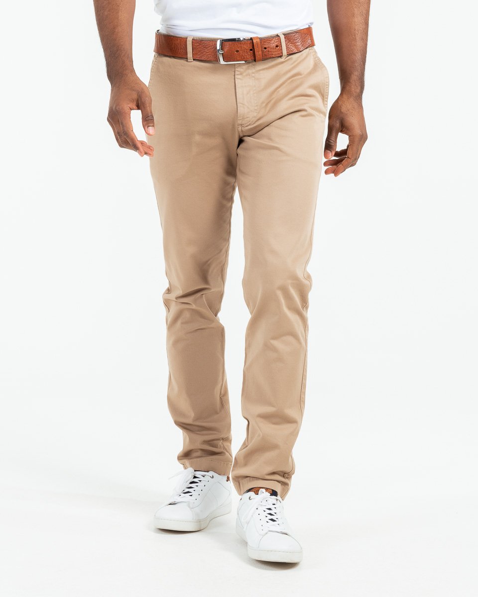 Pantalon chino taille élastique en coton gris