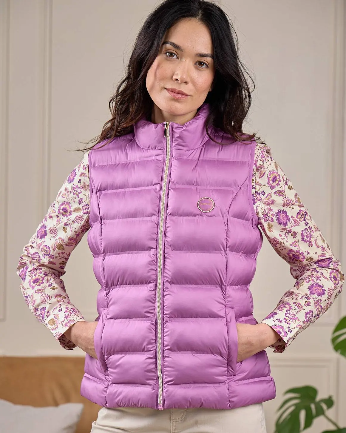 Doudoune sans manches violet