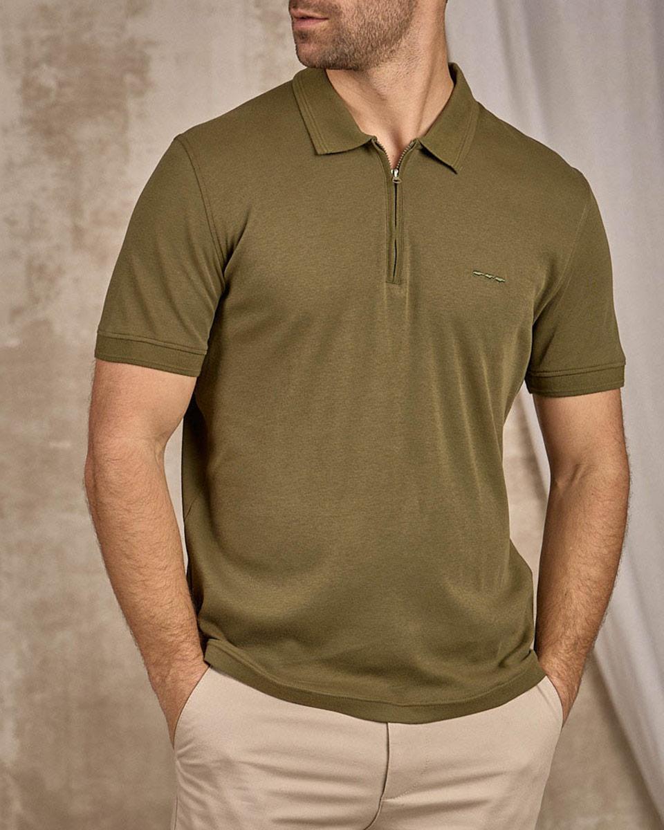 Polo col zippé vert