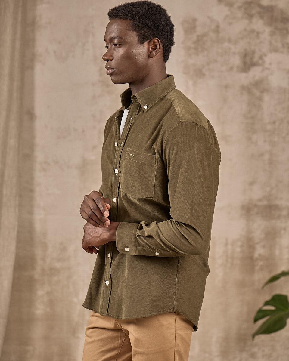Chemise velours côtelé vert