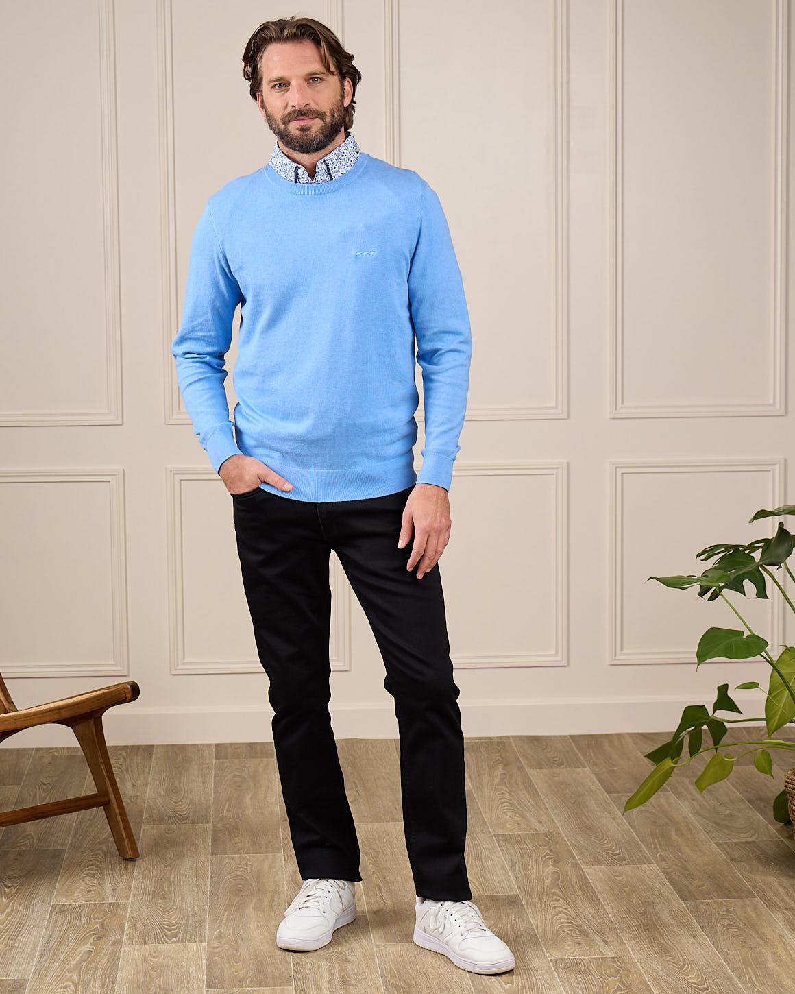 Pull chemise Gérald bleu