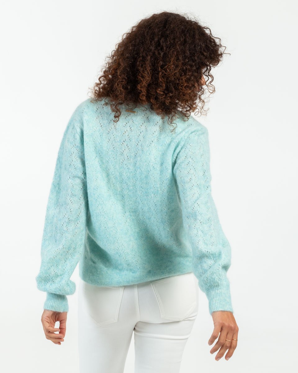 Cardigan col V uni manches longues mohair et laine