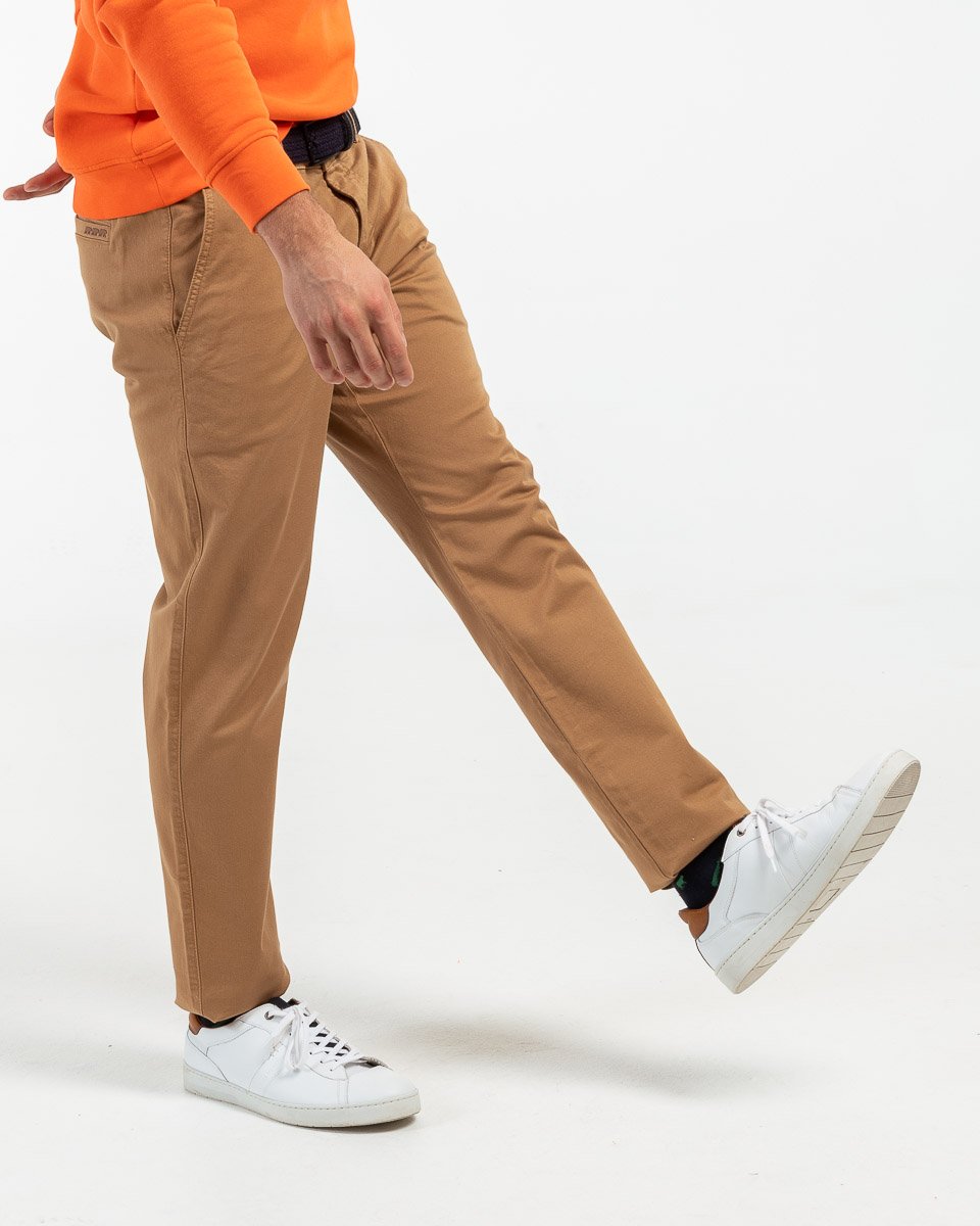 Pantalon chino taille élastique en coton gris