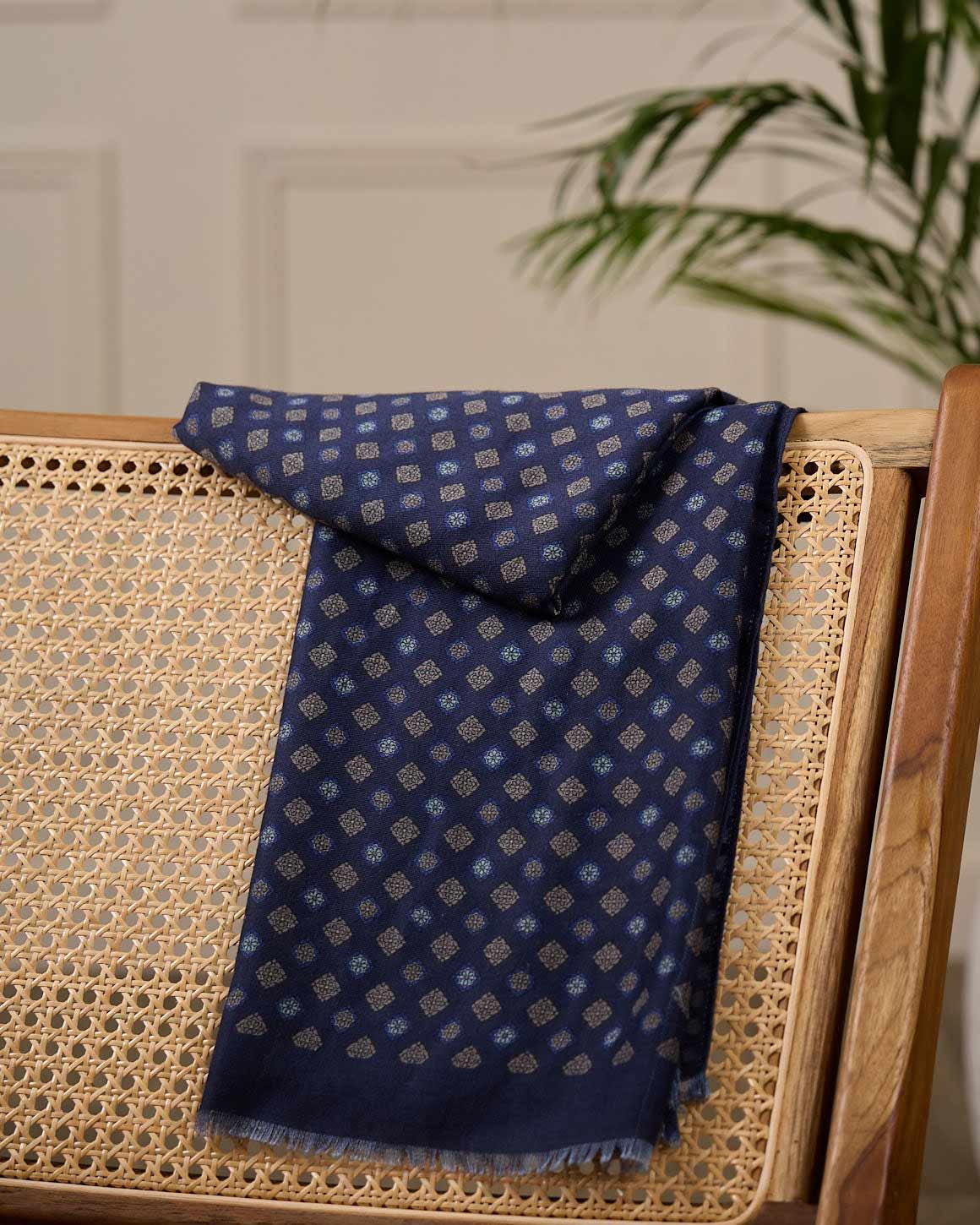 Chèche micro motifs bleu