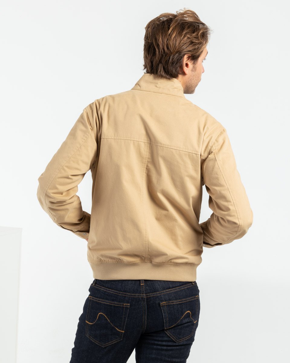 Blouson bomber manches longues en coton beige