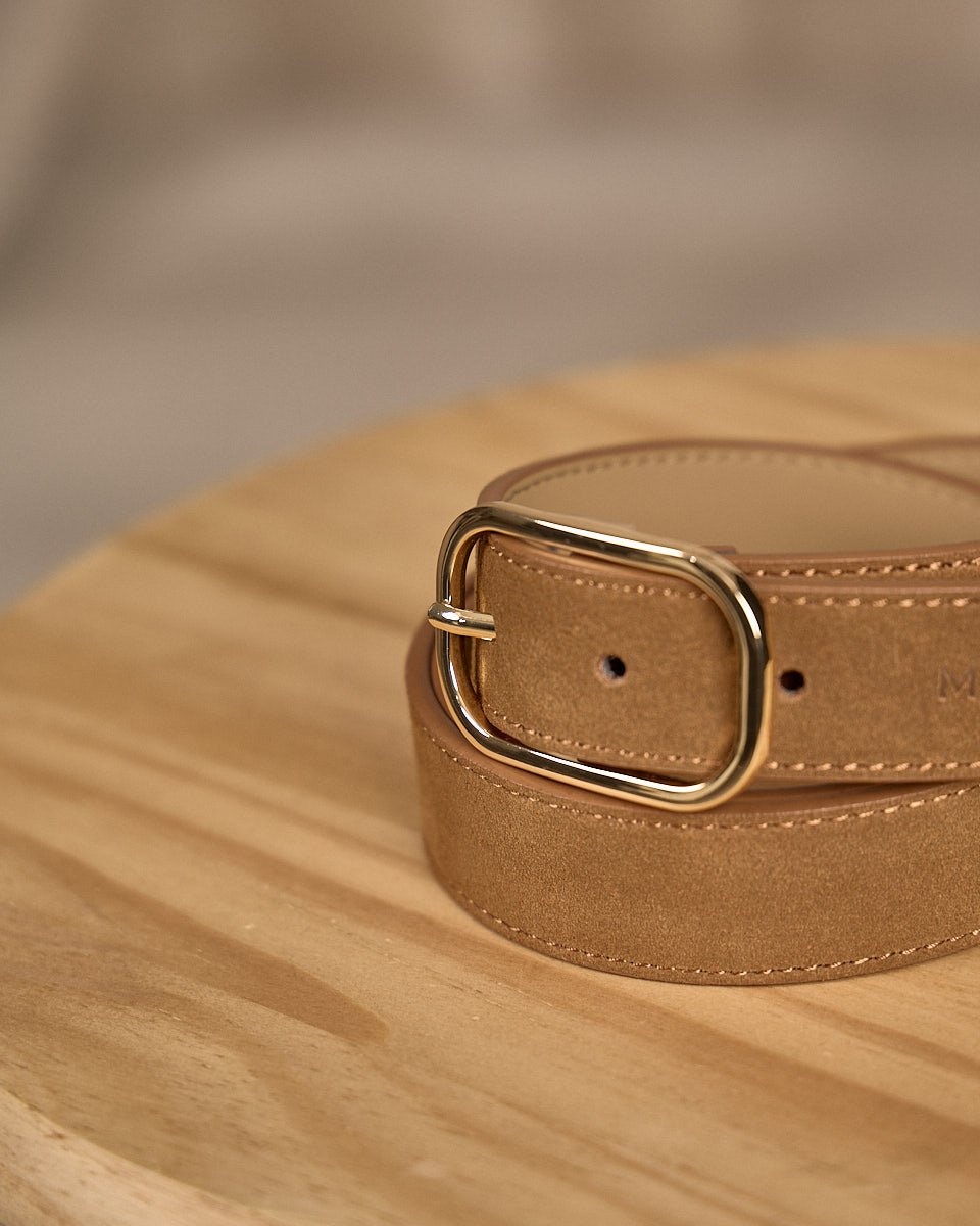 Ceinture en cuir beige