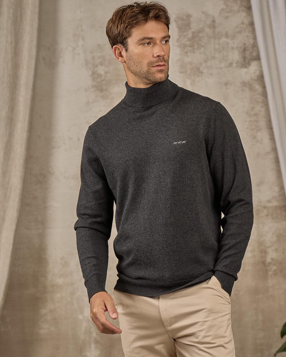 Pull col roulé gris