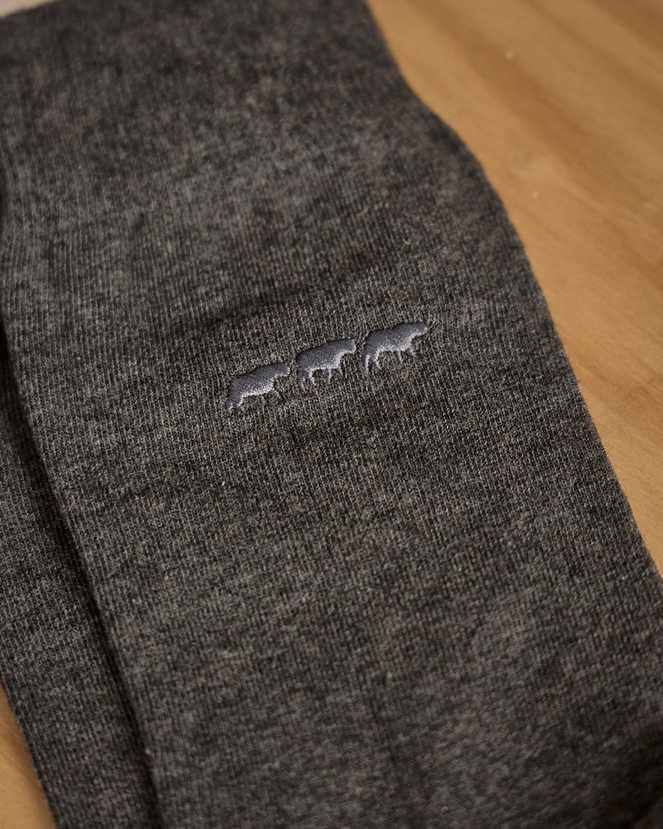 Chaussettes unies broderie 3 vaches