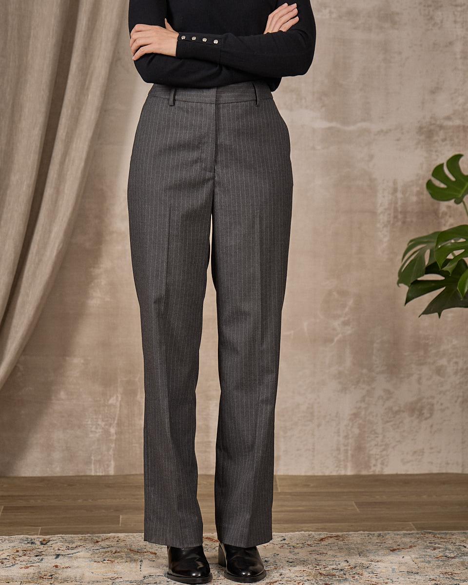 Pantalon flare rayé gris
