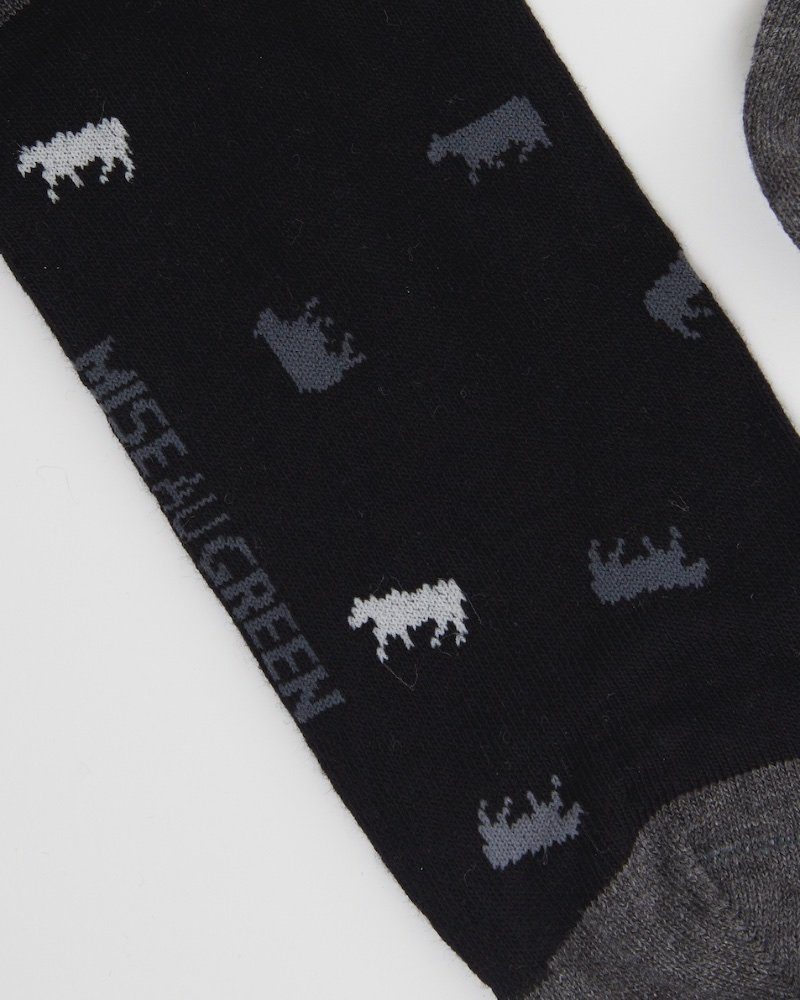 Chaussettes jacquard motifs petites vaches noir