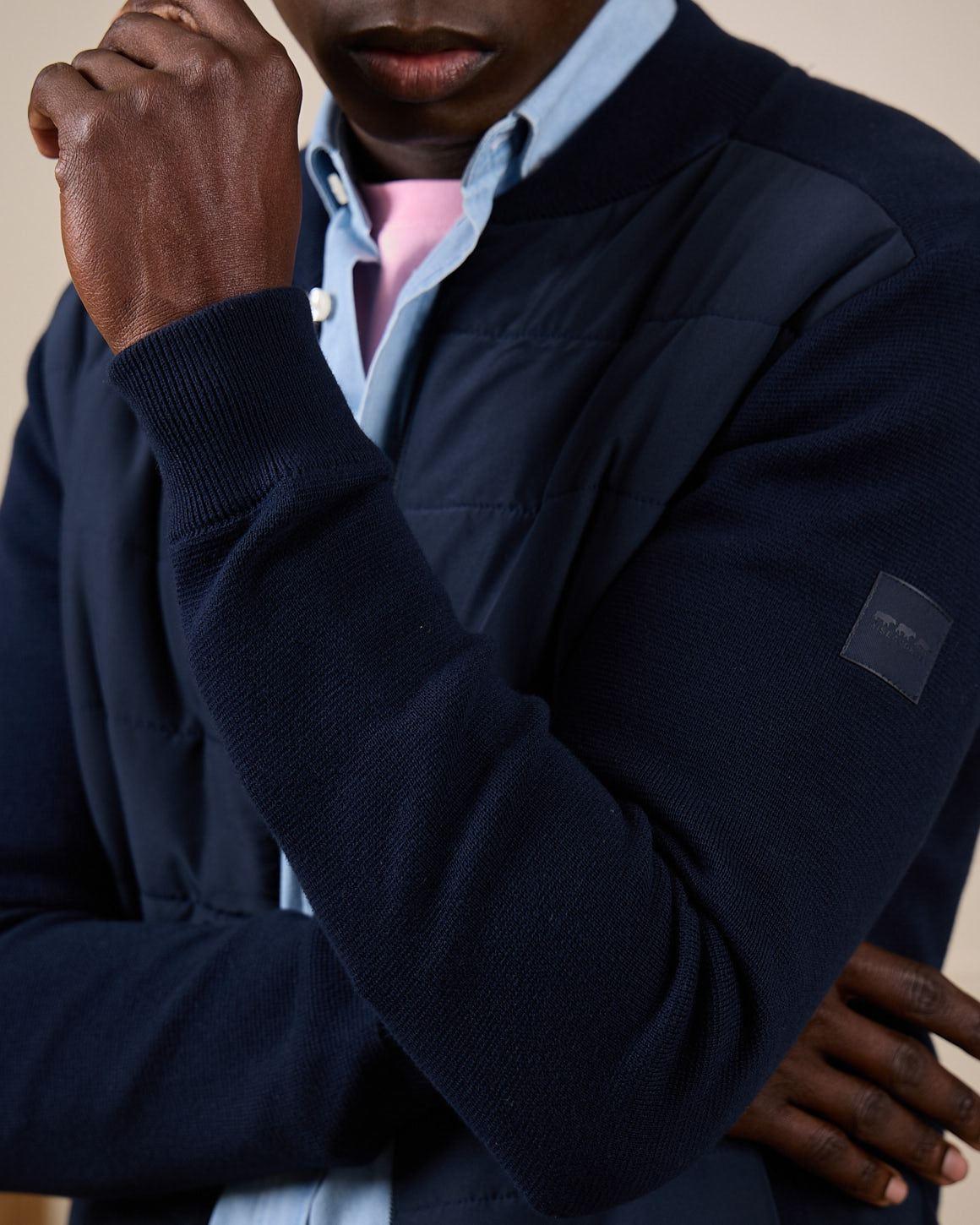 Cardigan bi-matières Gaspar bleu