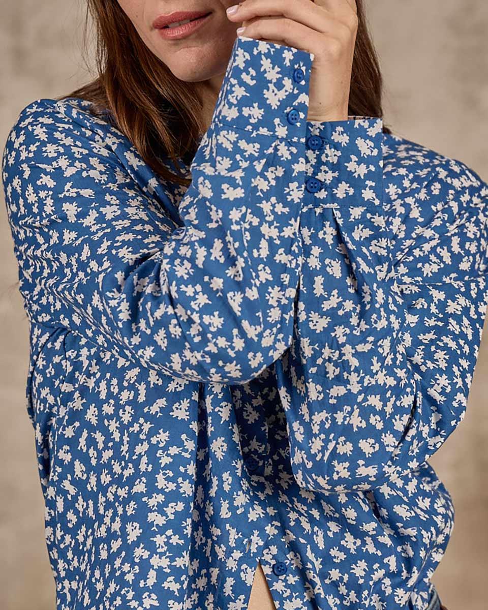 Chemise imprimée bleu