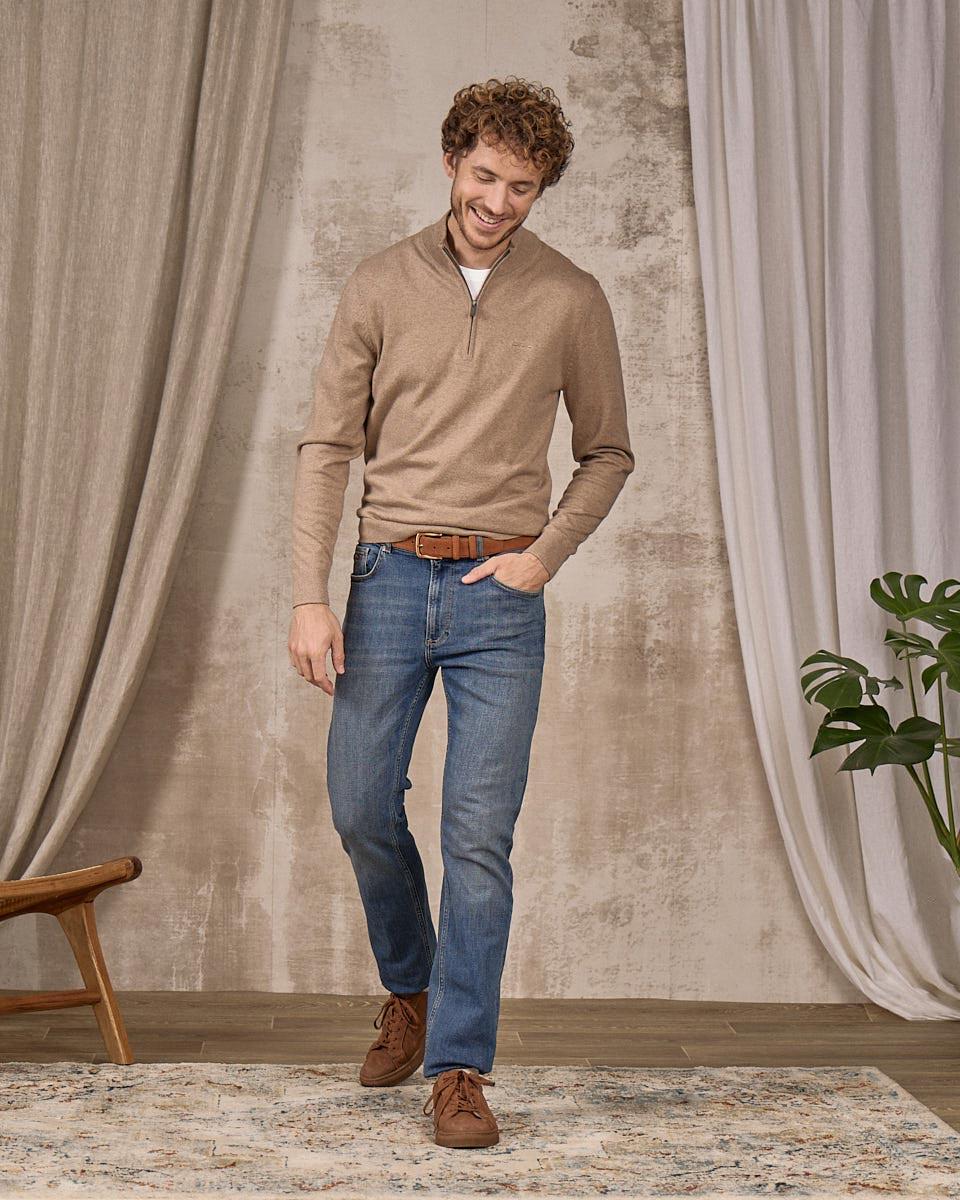 Pull col camionneur beige