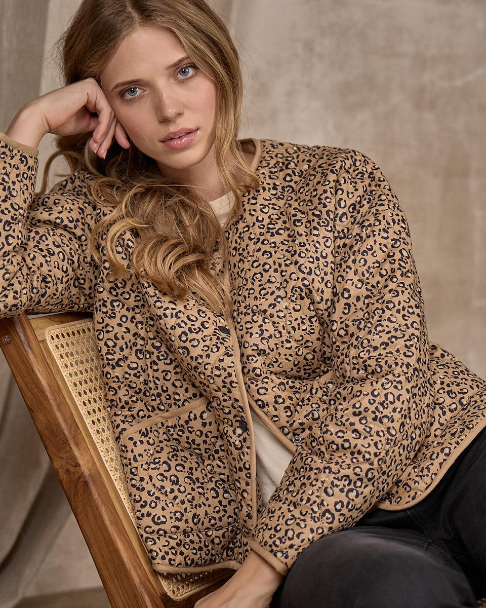 Veste matelassée léopard beige